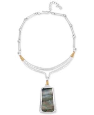 Robert Lee Morris Soho Two-tone Sculptural Stone Pendant Necklace