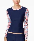 Tommy Hilfiger Contrast-sleeve Rashguard Women's Swimsuit