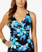 Swim Solutions Floral-print Halter Tankini Top Women's Swimsuit