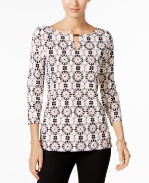 Charter Club Printed Keyhole Top, Created For Macy's