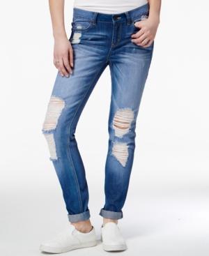 Rewash Juniors' Ripped Cuffed Skinny Jeans