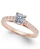 Diamond Miracle-plate Engagement Ring (3/8 Ct. T.w.) In 14k Rose Gold
