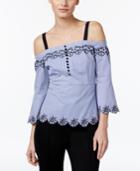 Yyigal Embroidered Cold-shoulder Cotton Top, A Macy's Exclusive