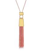 Catherine Malandrino Women's Pink Knit Tassel Yellow Gold-tone Necklace
