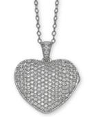 Giani Bernini Cubic Zirconia Pave Heart Locket 18 Pendant Necklace In Sterling Silver, Created For Macy's