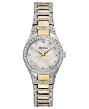 Bulova Women's Crystal Accent Two-tone Stainless Steel Bracelet Watch 25mm 98l198