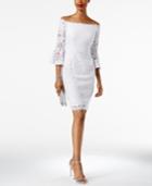 Adrianna Papell Off-the-shoulder Lace Bell-sleeve Dress