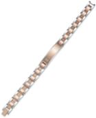 Men's Diamond Accent Id Link Two-tone Bracelet In Stainless Steel & Rose Ion-plating