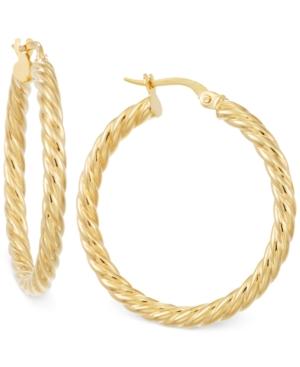 Italian Gold Twisted Hoop Earrings In 14k Gold