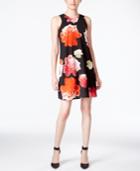 Calvin Klein Sleeveless Floral-print Trapeze Dress