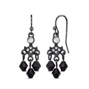 2028 Black-tone Crystal And Black Drop Earrings
