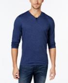 Alfani Big And Tall Long-sleeve Split Crewneck T-shirt