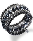 Inc International Concepts Silver-tone Jet And Metallic Beaded Coil Bracelet, Created For Macy's