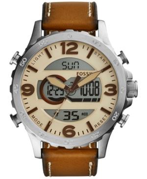 Fossil Men's Analog-digital Nate Tan Leather Strap Watch 50mm Jr1506