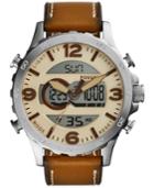 Fossil Men's Analog-digital Nate Tan Leather Strap Watch 50mm Jr1506