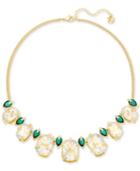 Swarovski Gold-tone Green & Clear Crystal Statement Necklace
