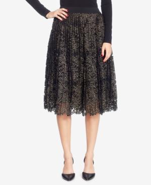 Catherine Malandrino Silk Pleated Lace Skirt