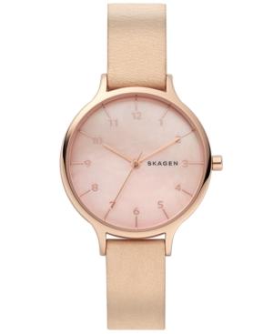 Skagen Women's Anita Nude Leather Strap Watch 36mm