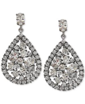 Nina Silver-tone Multi-crystal Teardrop Drop Earrings