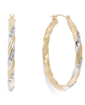 Diamond Accent Carousel Hoop Earrings In 14k Gold