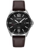 Seiko Men's Solar Essentials Brown Leather Strap Watch 43mm