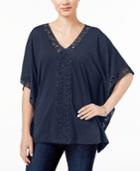 Jm Collection Crochet-trim Poncho Top, Only At Macy's