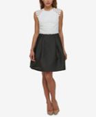 Jessica Simpson Lace Colorblocked Fit & Flare Dress