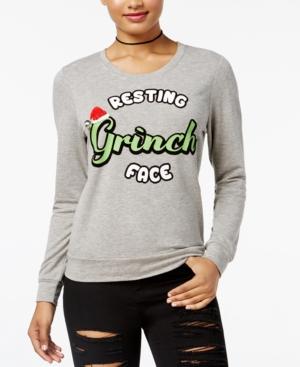 Pretty Rebellious Juniors' Resting Grinch Face Sweatshirt