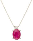 14k Gold Necklace, Ruby (1-1/2 Ct. T.w.) And Diamond Accent Oval Pendant