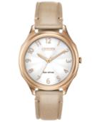 Citizen Eco-drive Women's Ltr Taupe Leather Strap Watch 35mm