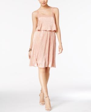 Ny Collection Metallic Pleated Popover Dress