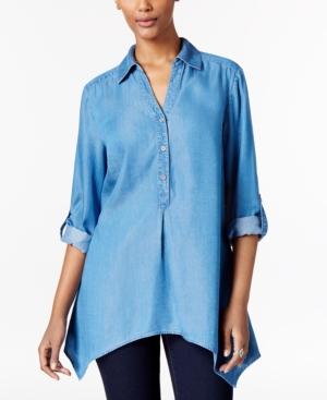 Style & Co. Denim High-low Tunic Shirt, Only At Macy's