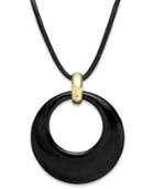 Signature Gold Onyx Disc Cord Pendant Necklace In 14k Gold (38-1/2 Ct. T.w.)