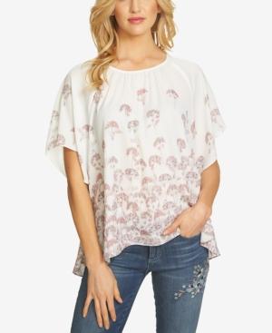 Cece Printed Flutter-sleeve Top