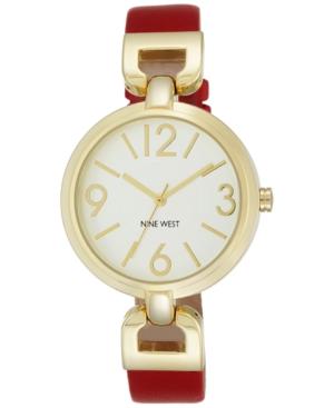 Nine West Women's Red Leather Strap Watch 36mm Nw-1778wtrd