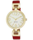 Nine West Women's Red Leather Strap Watch 36mm Nw-1778wtrd