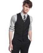 Bar Iii Vest Black Solid Slim Fit