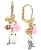 Betsey Johnson Gold-tone Bird And Flower Drop Earrings