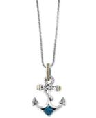 Effy Balissima Blue Topaz Anchor Pendant Necklace (7/8 Ct. T.w.) In Sterling Silver And 18k Gold