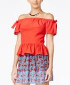 Alice Through The Looking Glass Juniors' Off-the-shoulder Peplum Blouse