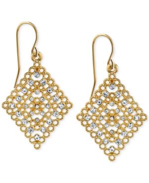 2028 Gold-tone Crystal Filigree Drop Earrings