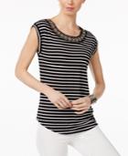 Cupio Embellished Striped Blouse