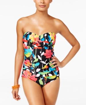 Anne Cole Growing Floral-print Twist Bandeau One-piece Swimsuit Women's Swimsuit