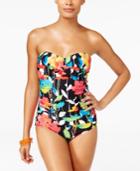 Anne Cole Growing Floral-print Twist Bandeau One-piece Swimsuit Women's Swimsuit