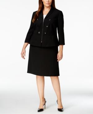 Tahari Asl Plus Size Double-breasted Military Skirt Suit