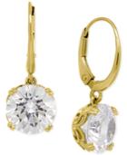 Cubic Zirconia Leverback Earrings In 14k Gold Over Sterling Silver