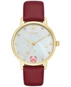 Kate Spade New York Women's Metro Zodiac Cancer Merlot Leather Strap Watch 34mm Ksw1191