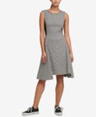 Dkny Faux-leather-trim Fit & Flare Dress, Created For Macy's