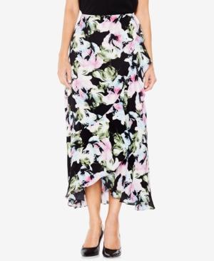 Vince Camuto Floral-print Faux-wrap Ruffled Long Skirt
