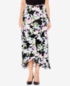 Vince Camuto Floral-print Faux-wrap Ruffled Long Skirt